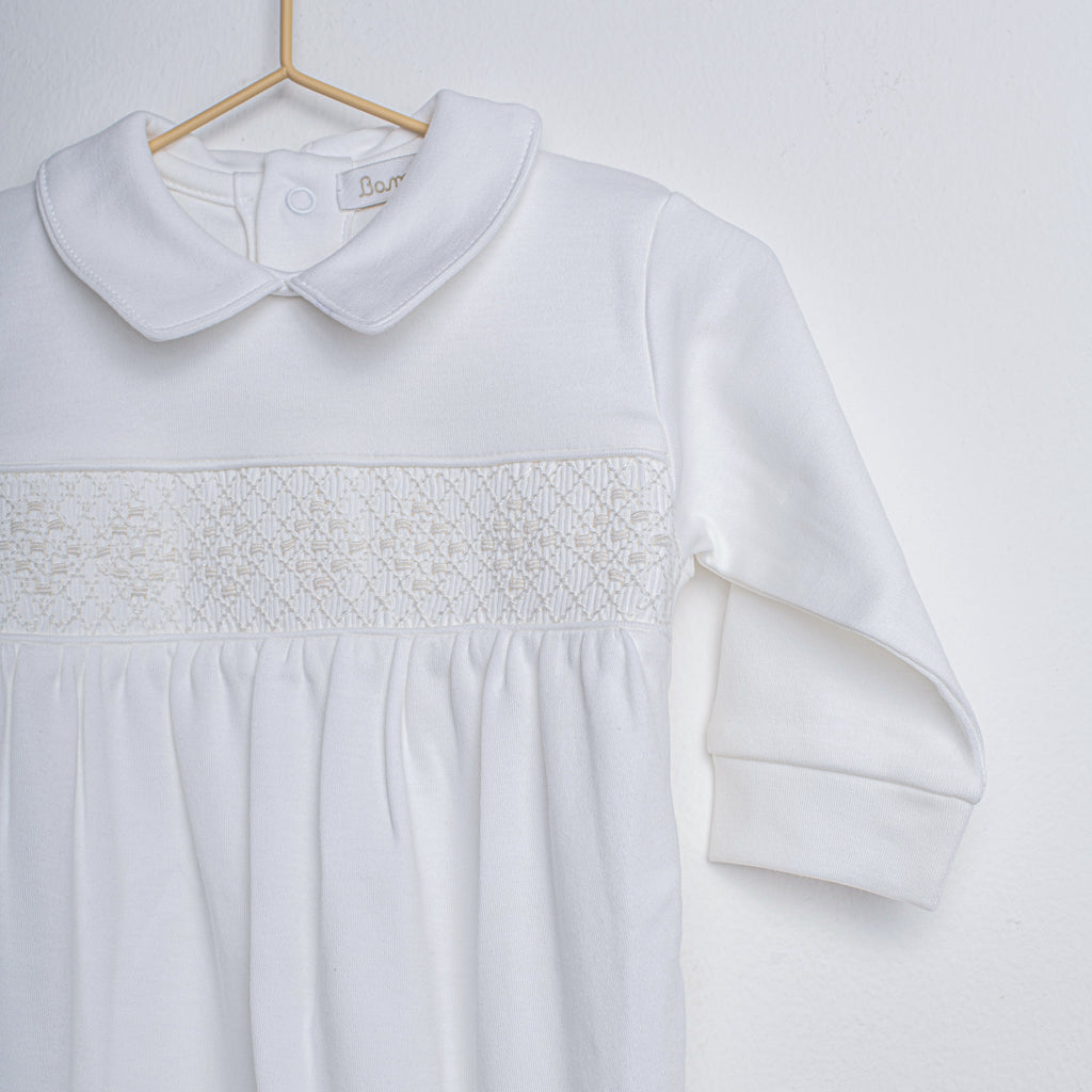 Osito Pijama Bordado Rombo Blanco