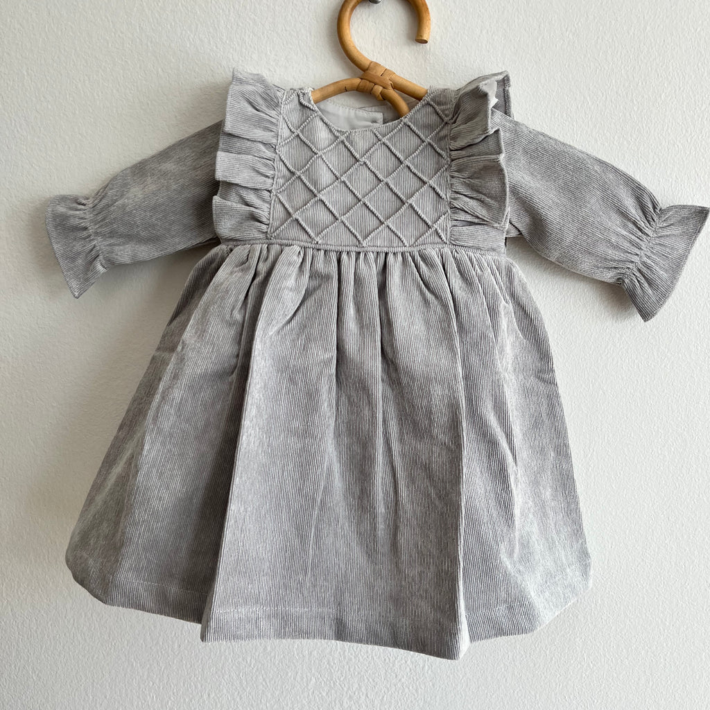 Vestido Florencia Cotele Gris Marengo