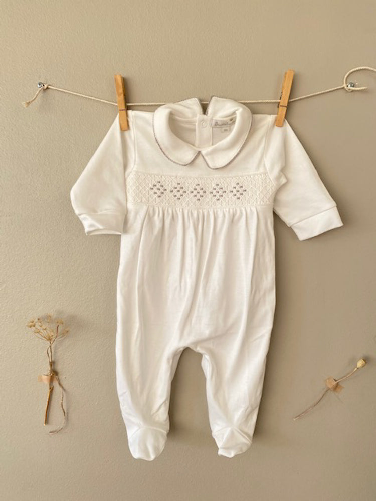 Osito Pijama Bordado Rombo Gris