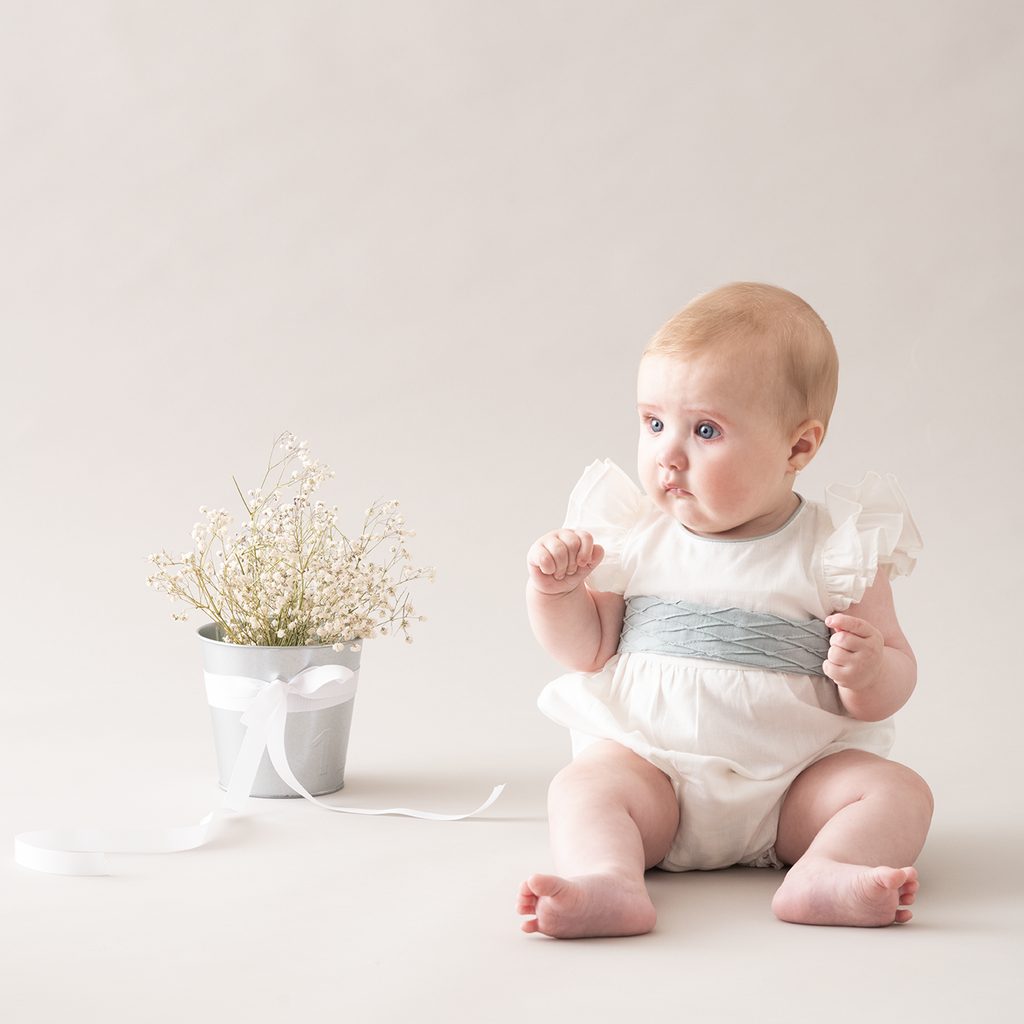 Ranita Nácar lino cinturón rombos menta