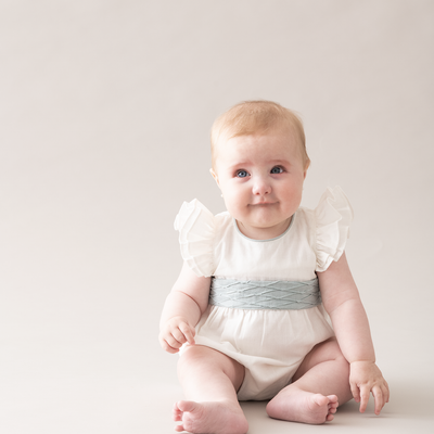 Ranita Nácar lino cinturón rombos menta