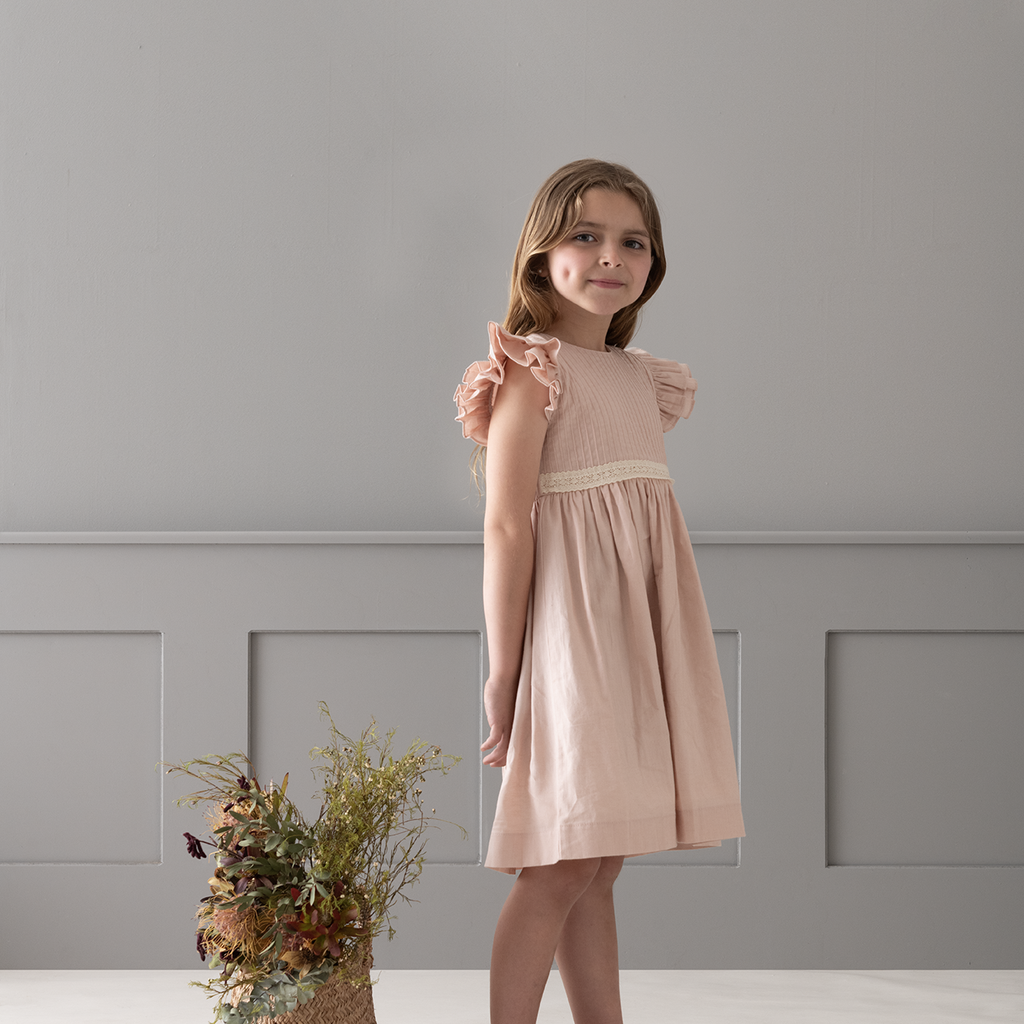 Vestido Coral Lino Rosa