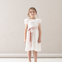 Vestido Brisa Encaje Lazo Gasa Rosa