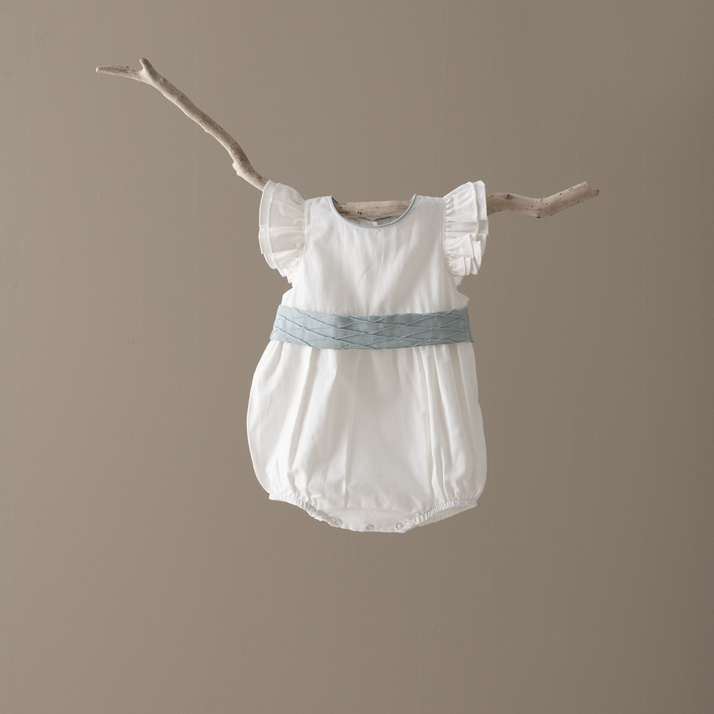 Ranita Nácar lino cinturón rombos menta