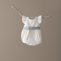 Ranita Nácar lino cinturón rombos menta