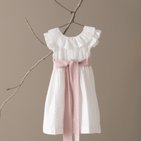 Vestido Brisa Encaje Lazo Gasa Rosa