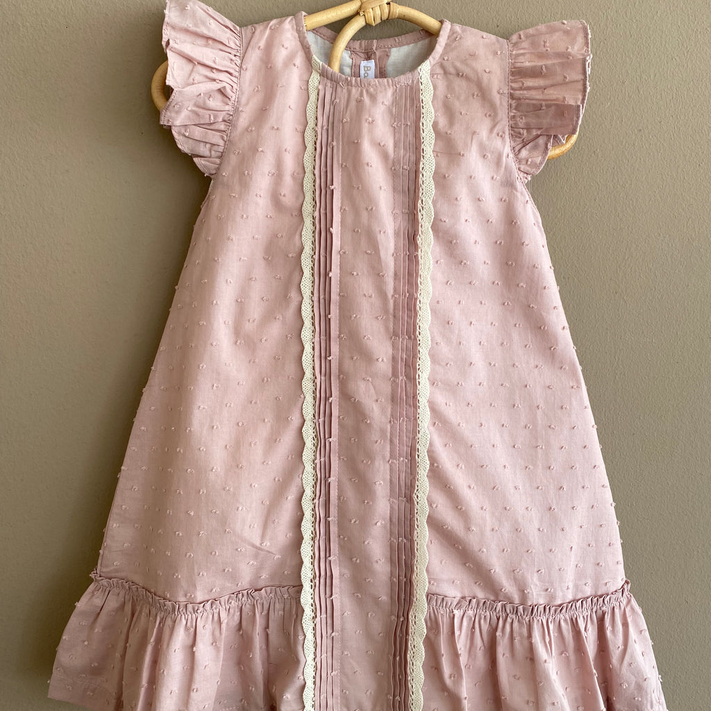 Vestido Emily Plumeti Rosa Palo