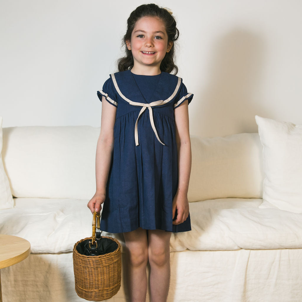 Vestido Marie Lino Azul