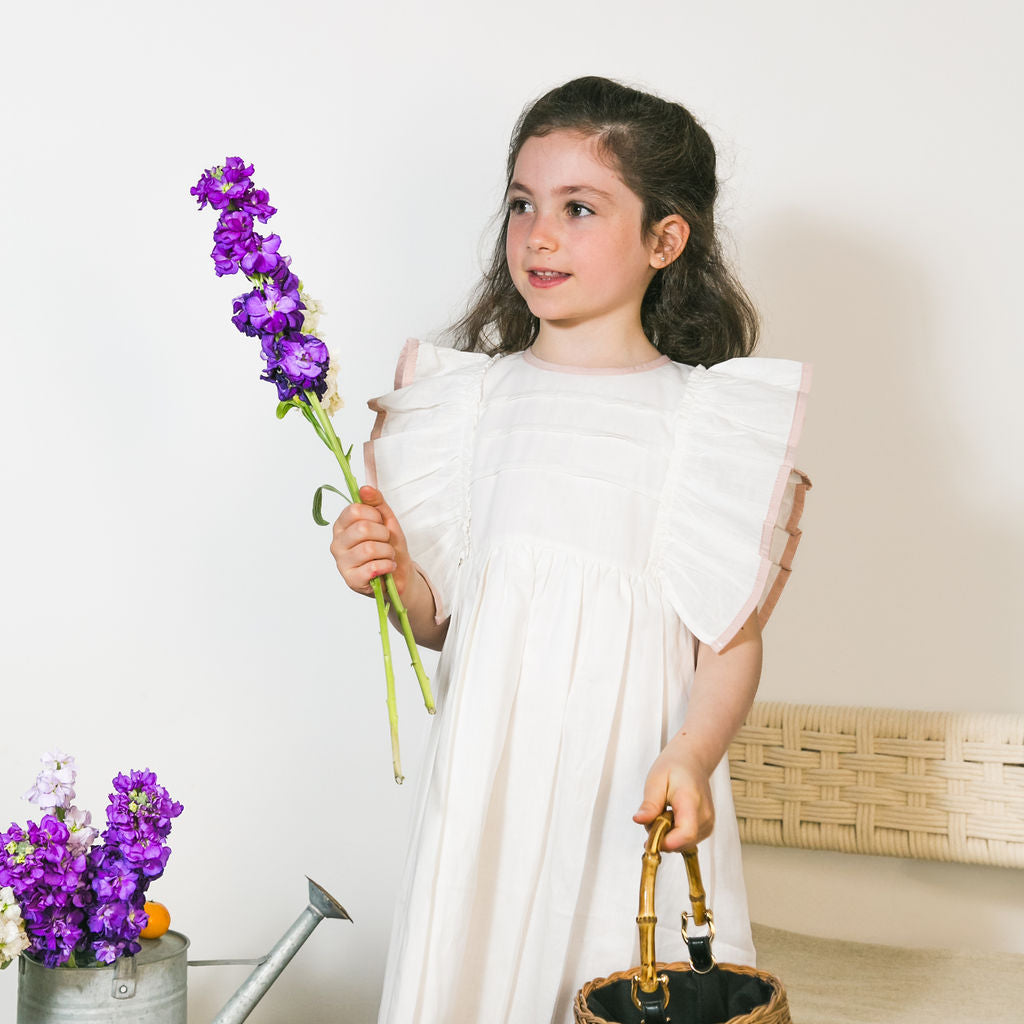 Vestido Camille Aplicacion Rosa Palo