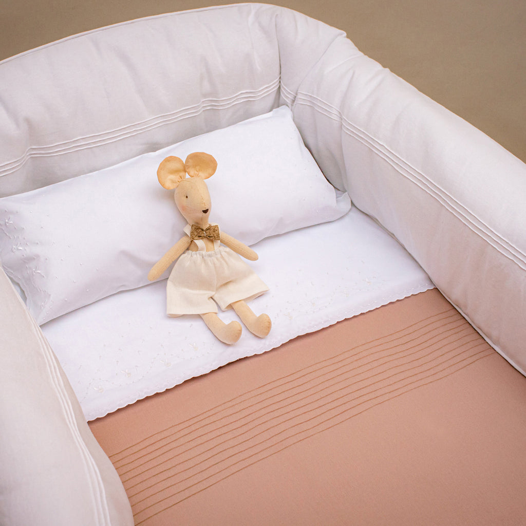 Protector de Lino Rodon Alforzas Blanco