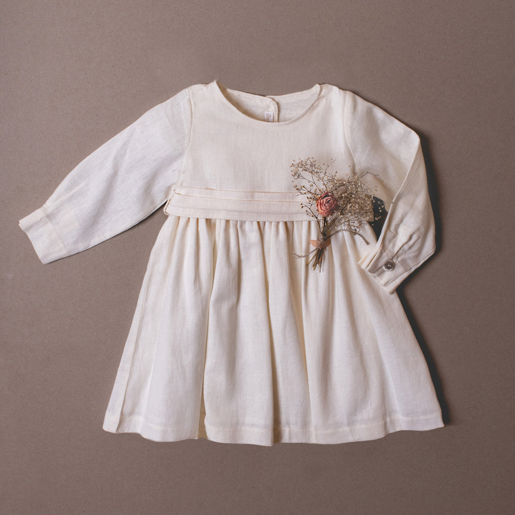 Vestido Camelia Lino Crudo Lazo Crudo