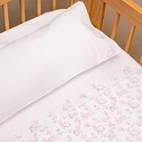 Sabanas Cuna 70x1.40 Huincha Estampada Coneja Rosada