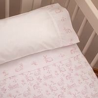 Sabanas Cuna 70x1.40 Huincha Estampada Coneja Rosada